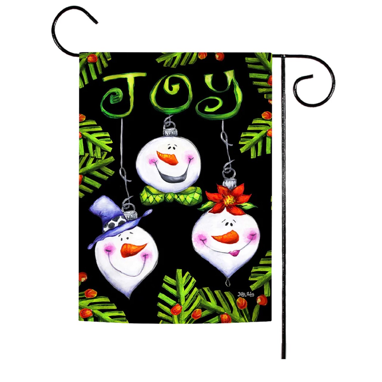 Toland Home Garden Christmas "Joy" Snowman Ornaments Outdoor Garden Flag 18" x 12.5"